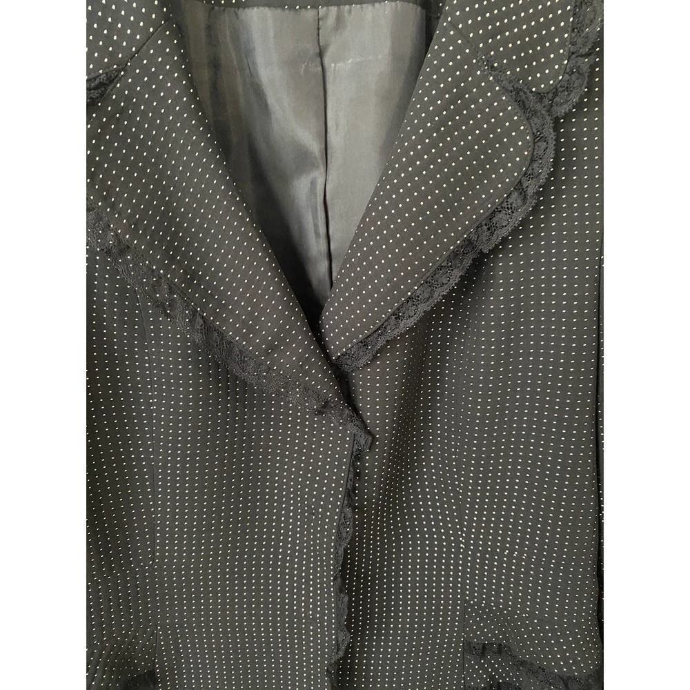 Nipon Boutique Black Dot Embroidered collared Snap Up Scalloped Blazer Size 10 - Picture 7 of 7